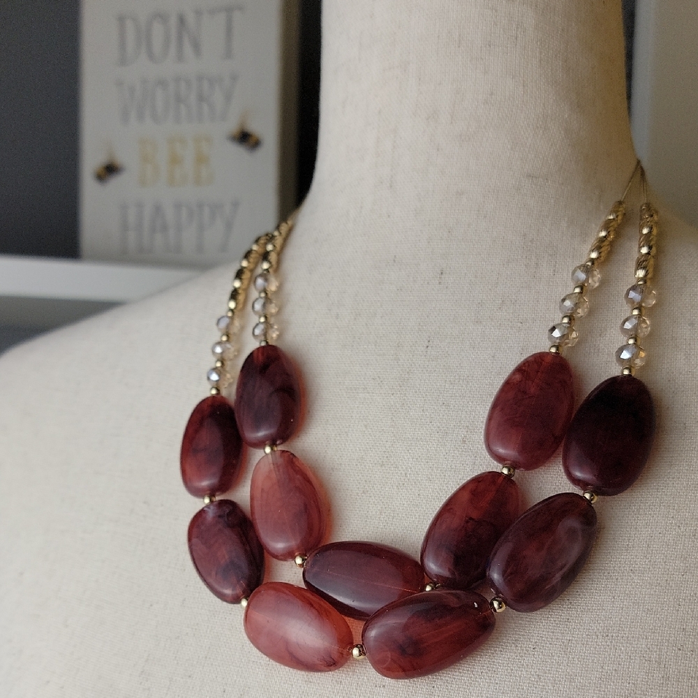Chico's Elegant Maroon Beaded Necklace